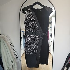 Le Chateau Black and White Midi Dress